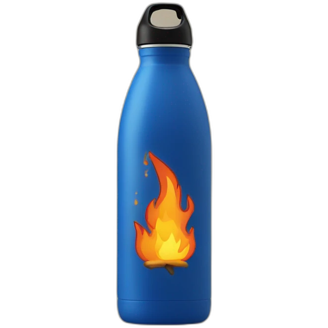 Fire flows from the water bottle emoji