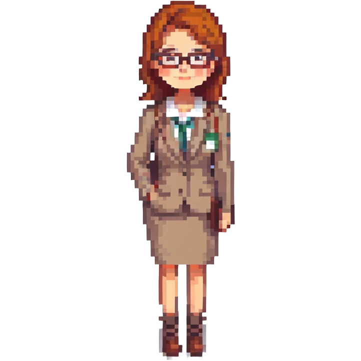 female recruiter, cute, pixel art with glasses emoji
