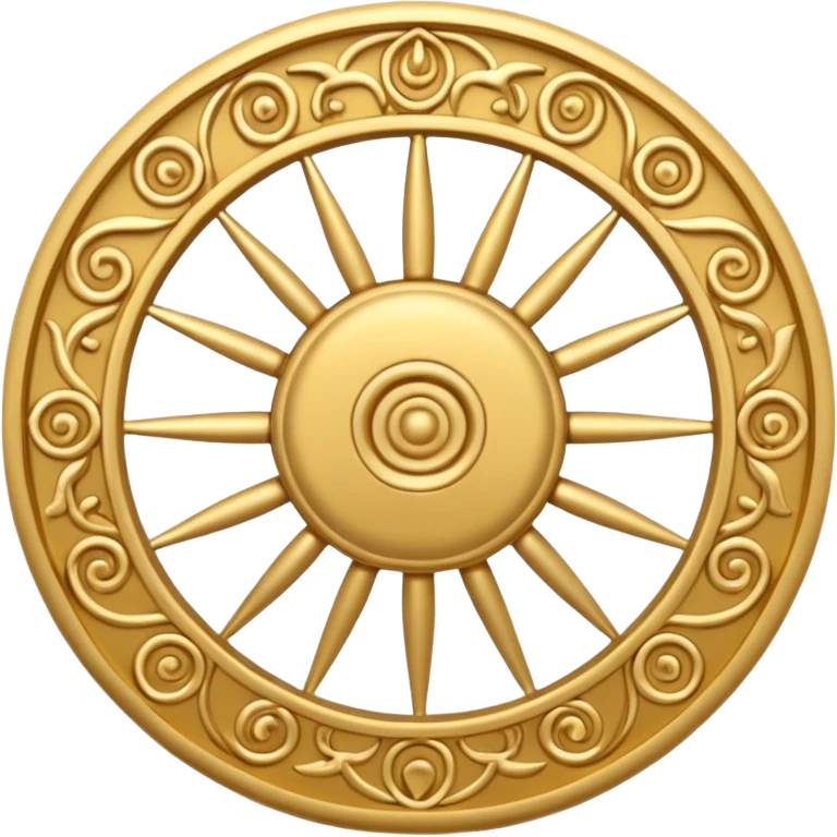 samsara spiritual symbol emoji, circular wheel with spokes, representing cycle of life death and rebirth, simple spiritual harmonious design emoji