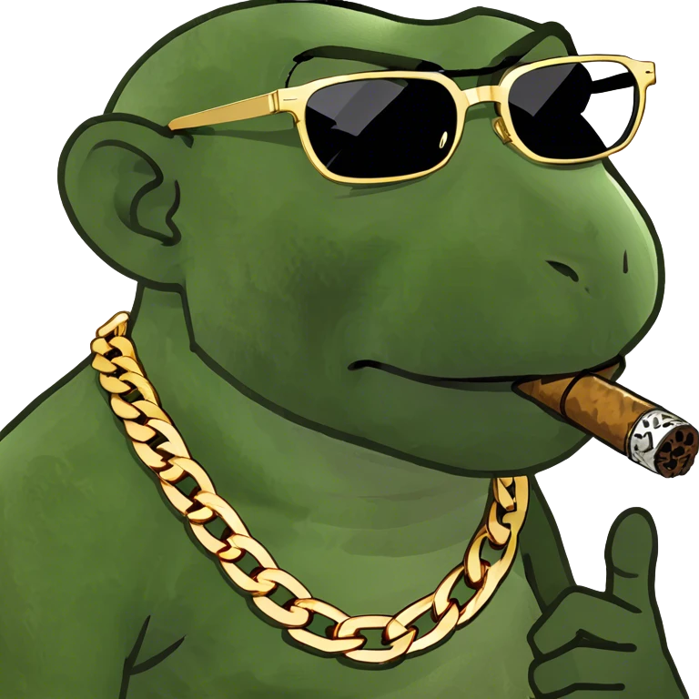Boss monkey smoking with a gold chain and glasses on emoji
