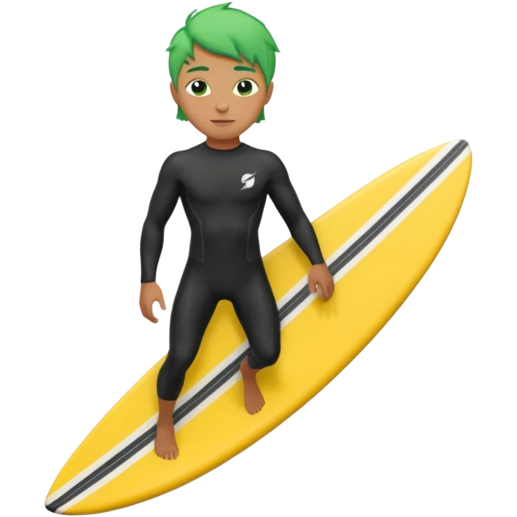 green haired black surfer with surfboard  emoji