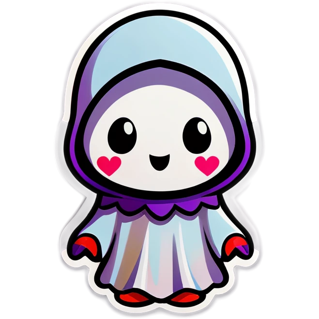 Chibi ghost with hearts emoji