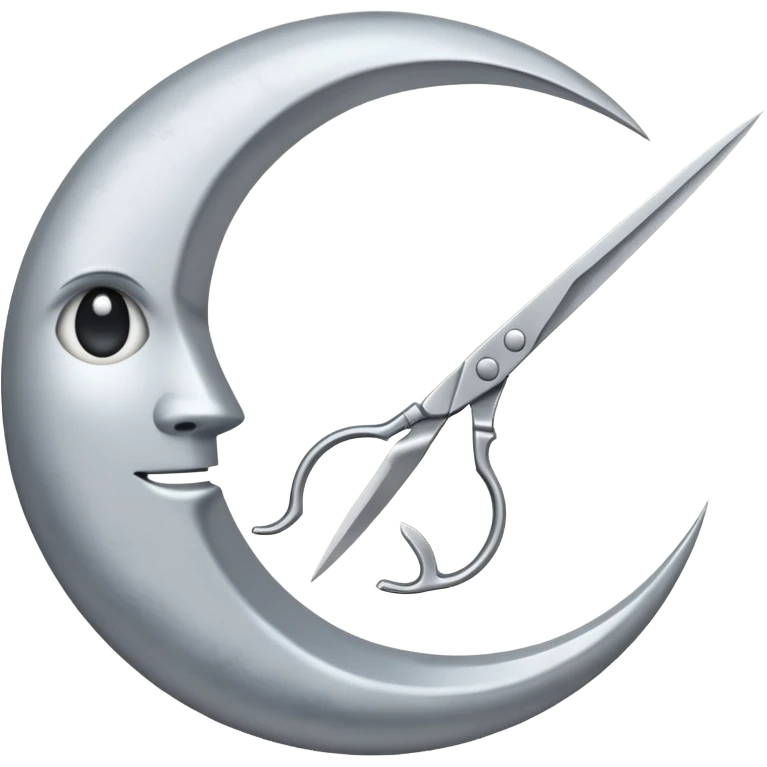 Scissors cutting moon emoji