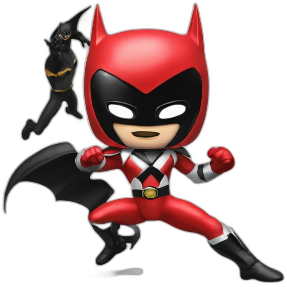 Hyperrealist Power rangers fight with batman emoji