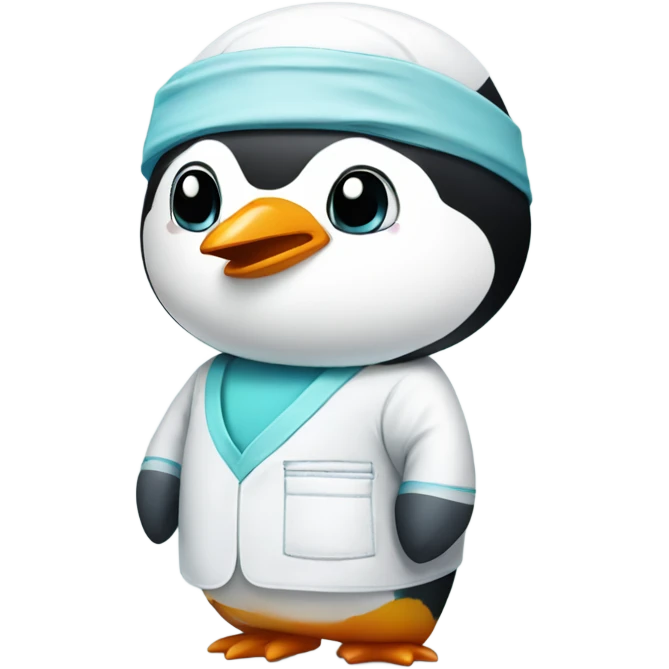 Penguin wearing surgical scrubs emoji