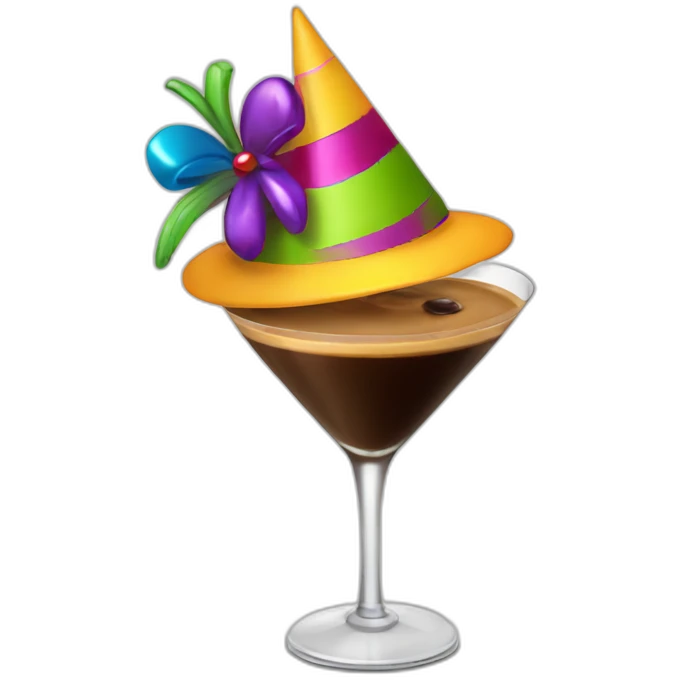 espresso martini with colorful party hat emoji
