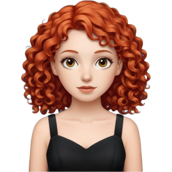 red curly haired black dress white girl emoji