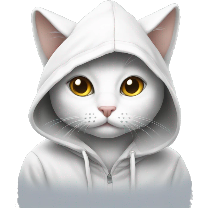 White cat in hoody emoji