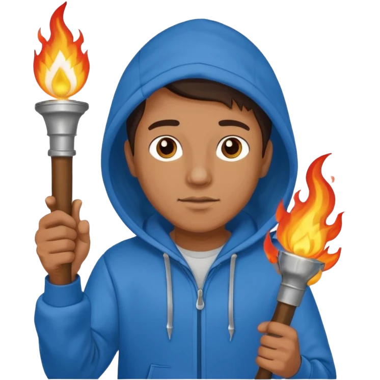 blue hoodie man The torchbearer emoji