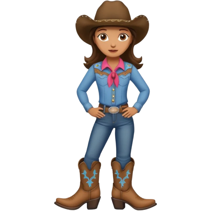 Girl line dancing in cowboy boots and hat emoji