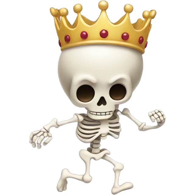 Skeleton running with crown on head emoji