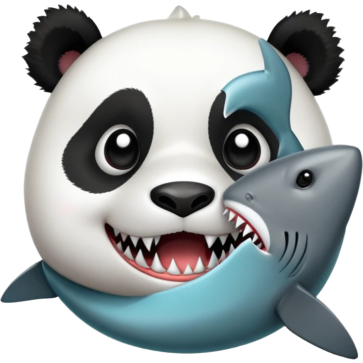 Panda eating an shark emoji