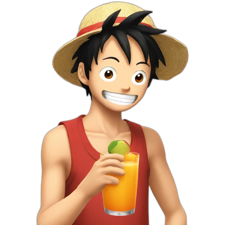 luffy drinking fruit juice emoji