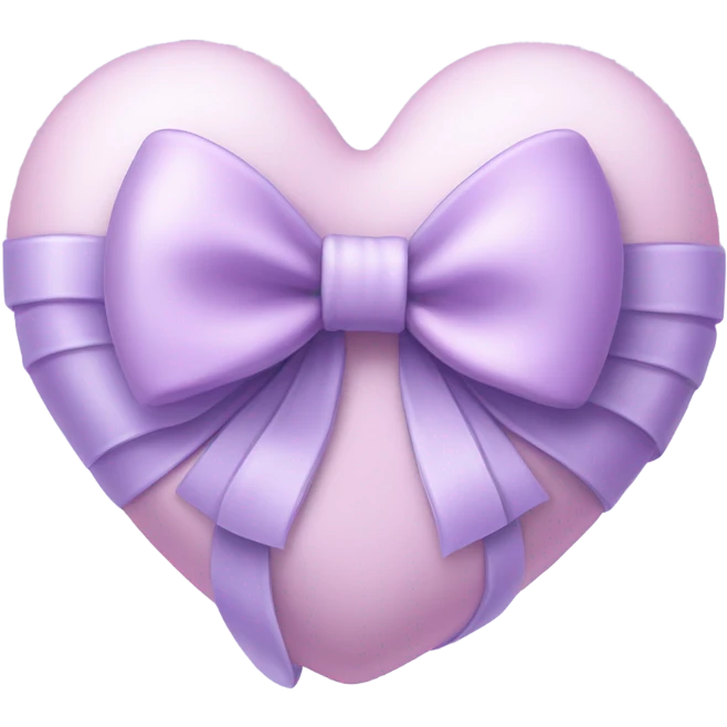 a lavender heart wrapped by a pastel pink bow emoji