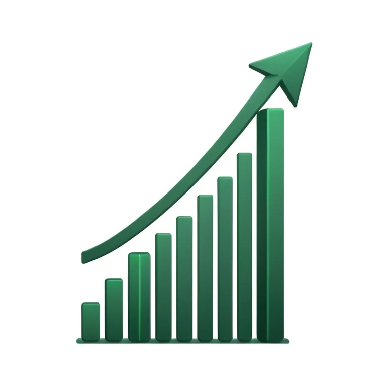 growth chart with dark green lines and arrows, minimalism, white background emoji