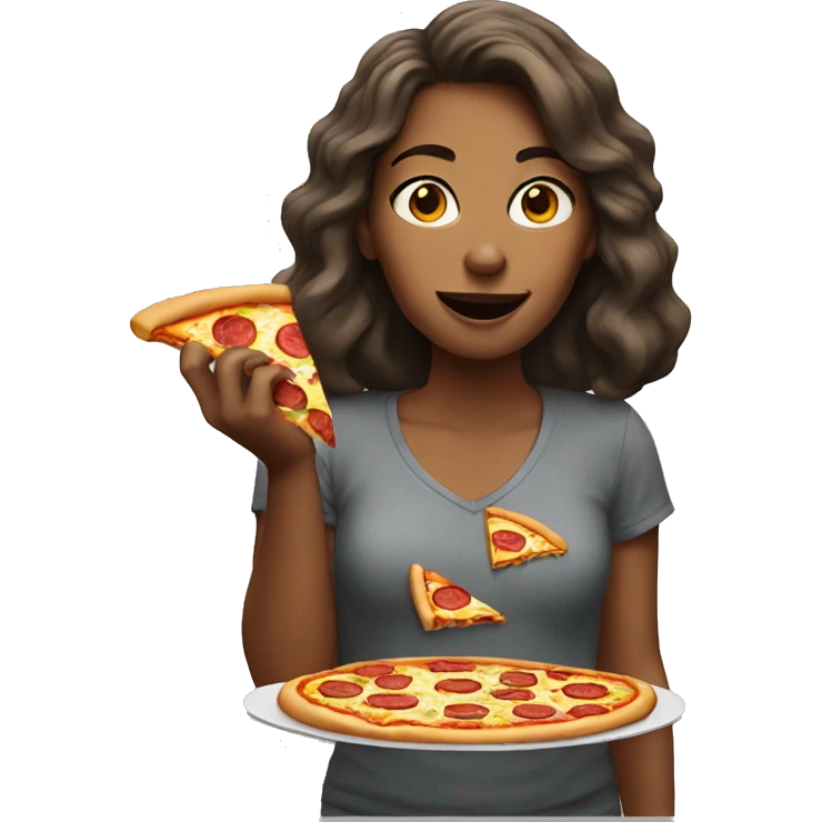 Woman eating pizza emoji