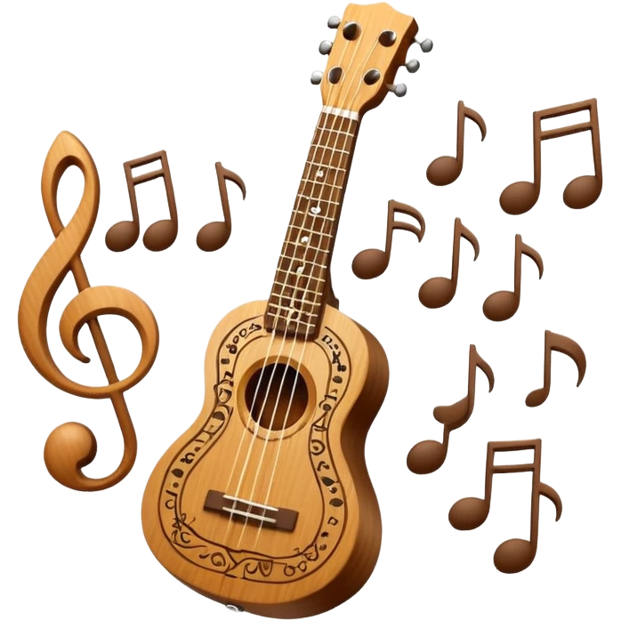 ukulele with musical notes emoji
