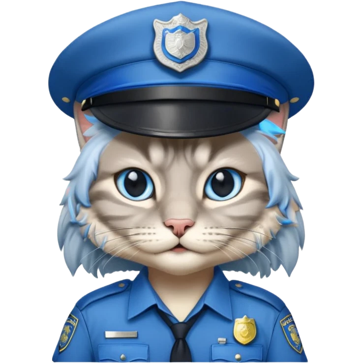 grey long-haired cat police emoji