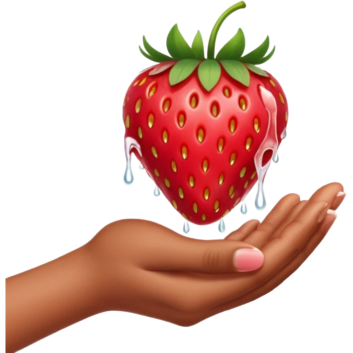 Strawberry dripping water with fingers emoji
