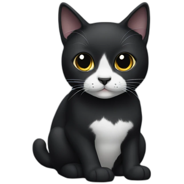 black cat with white chest and black face emoji