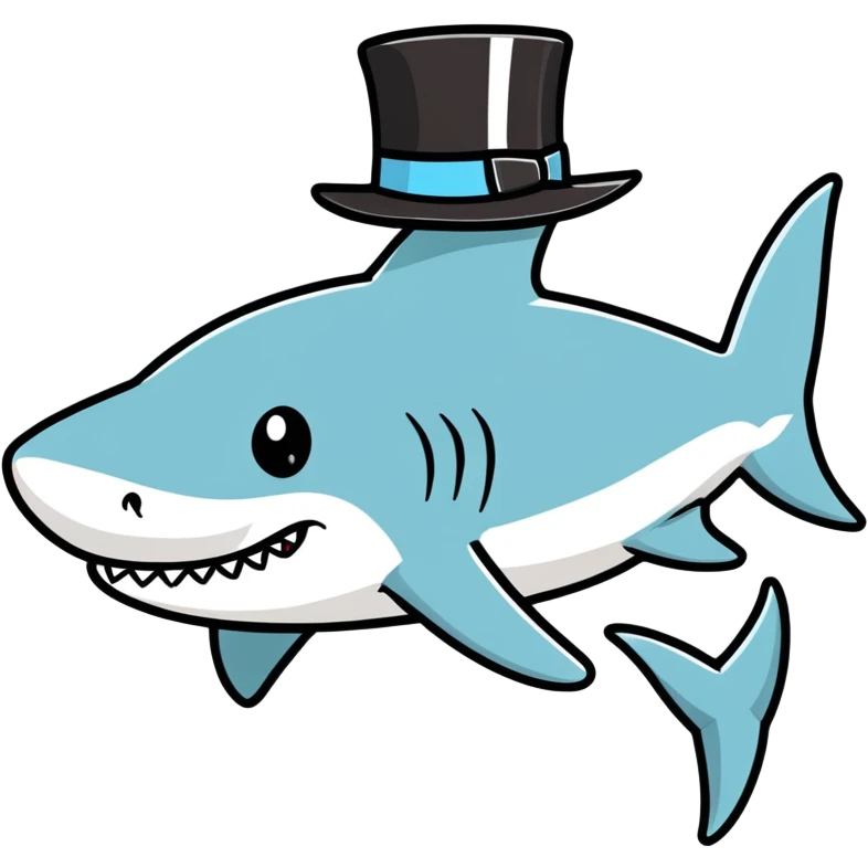 Shark with a top hat emoji