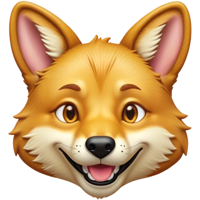 Cinematic Comical Dingo Portrait Emoji, Head tilted dramatically with an exaggeratedly amused expression, featuring a striking sandy fur with wide, expressive amber eyes full of playful disbelief, Simplified yet hilariously expressive features, highly detailed, glowing with a slightly sassy glow, high shine, dramatic yet playful, stylized with an air of cheeky outback mischief, bright and endearing, soft glowing outline, capturing the essence of a spirited and over‐the‐top dingo, so meme‐worthy it feels like it could bark its way into internet fame instantly! emoji