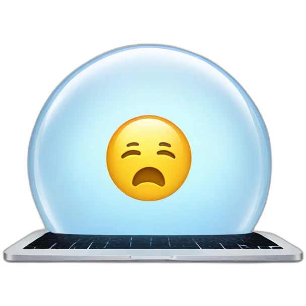 macbook inside a bubble emoji