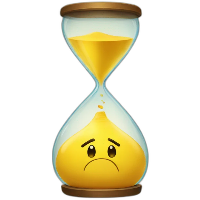big yellow emoji looking at hourglass emoji