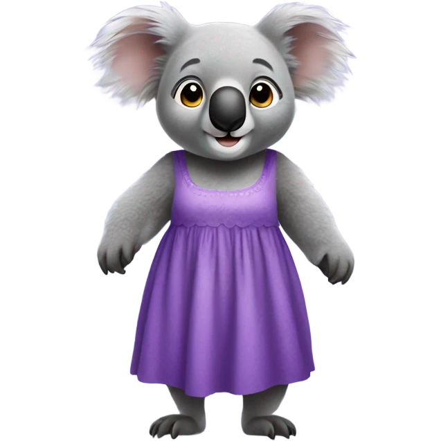 Koala wearing purple dress emoji