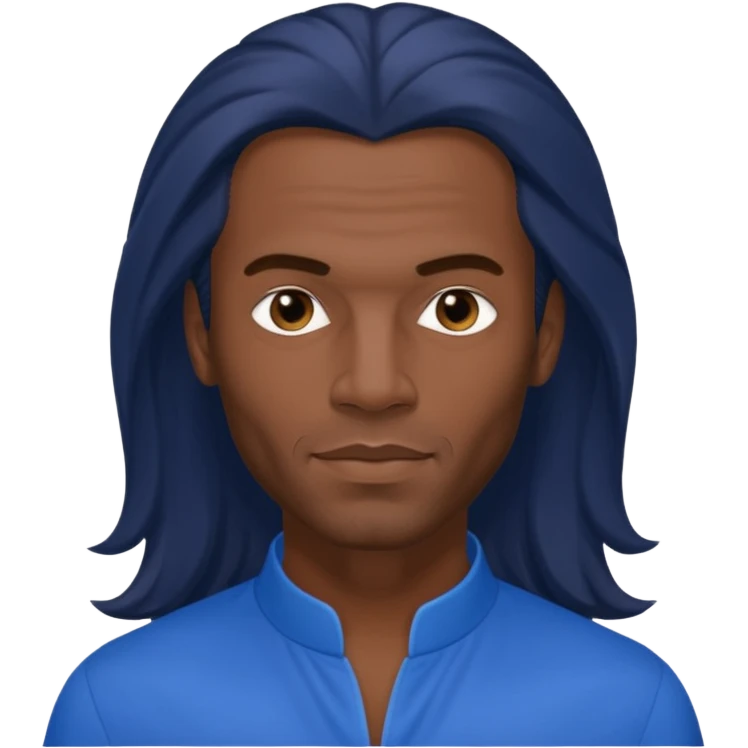 Fabrice Morvan, French Singer (b.1966) with dark skin, long brown hair, blue outfit emoji
