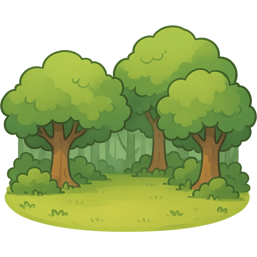 一片丛林，前面一大片空地 emoji