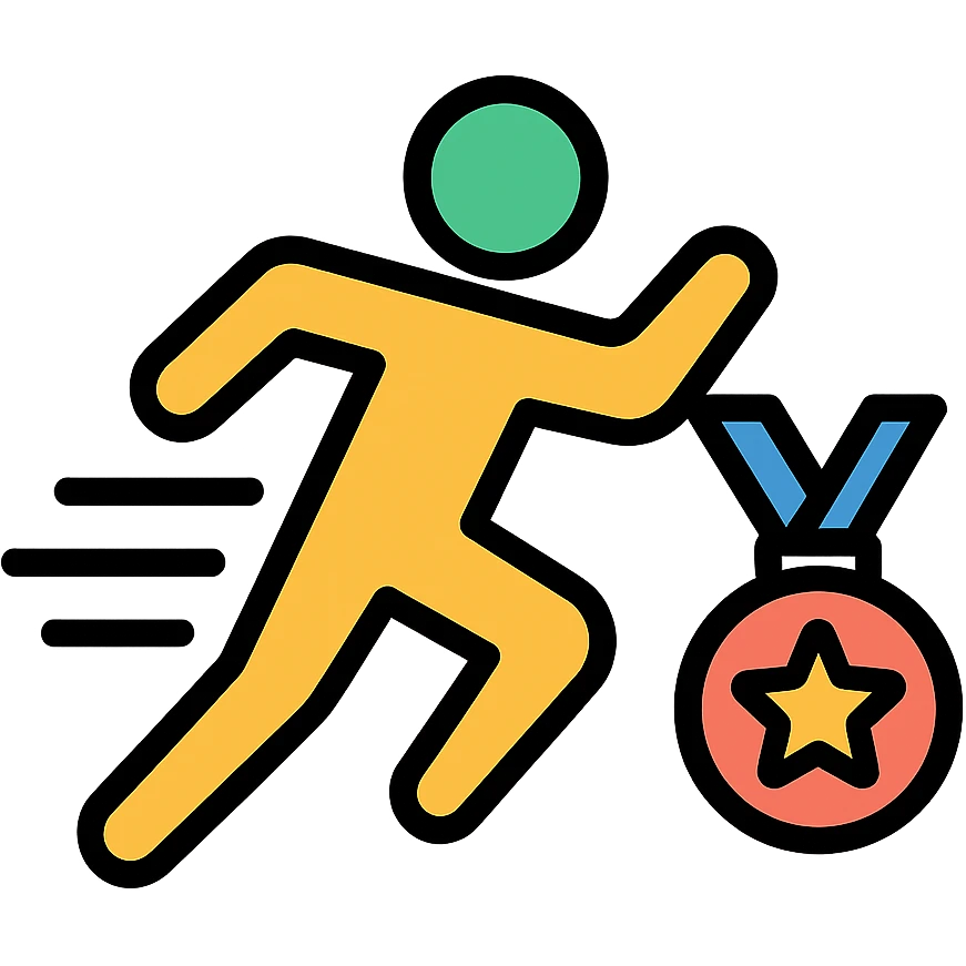 fresh inviting abstract logo for athlete beginner subscription with motion lines and medal emoji