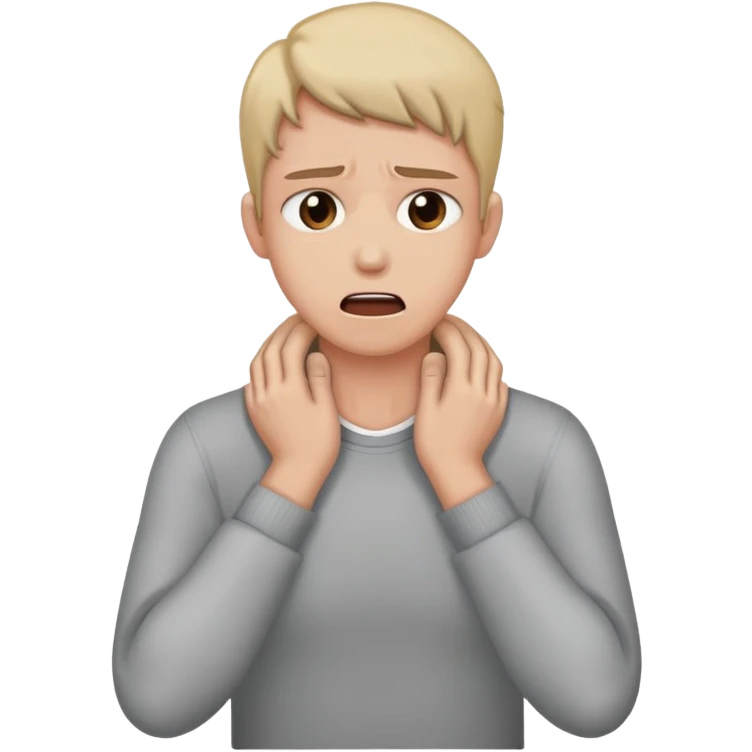 emoji of someone holding their neck with both hands and wanting to kill themselves (nothing intended, just a joke) emoji