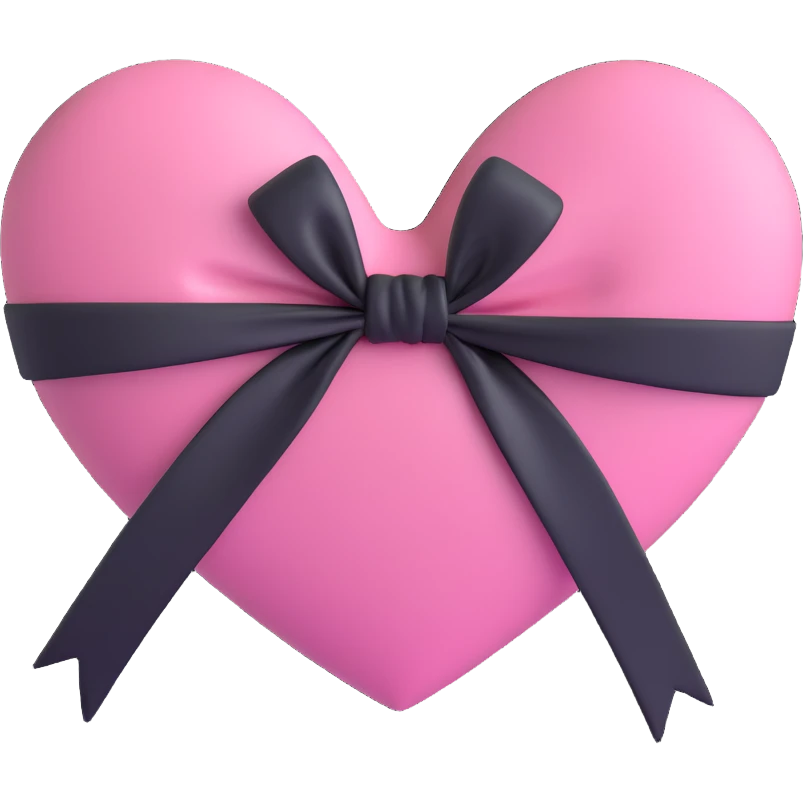 pink heart with a black bow knot emoji