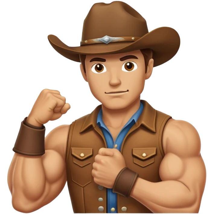 Cowboy flexing his bicep emoji