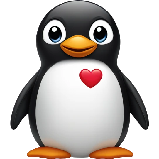 Penguin with love emoji
