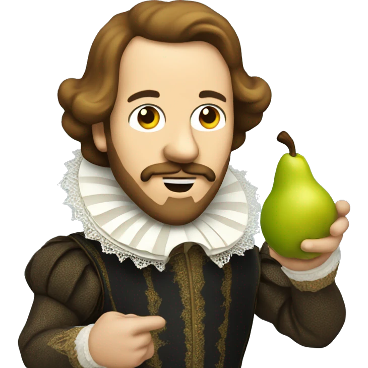 Shakespeare shaking a pear emoji