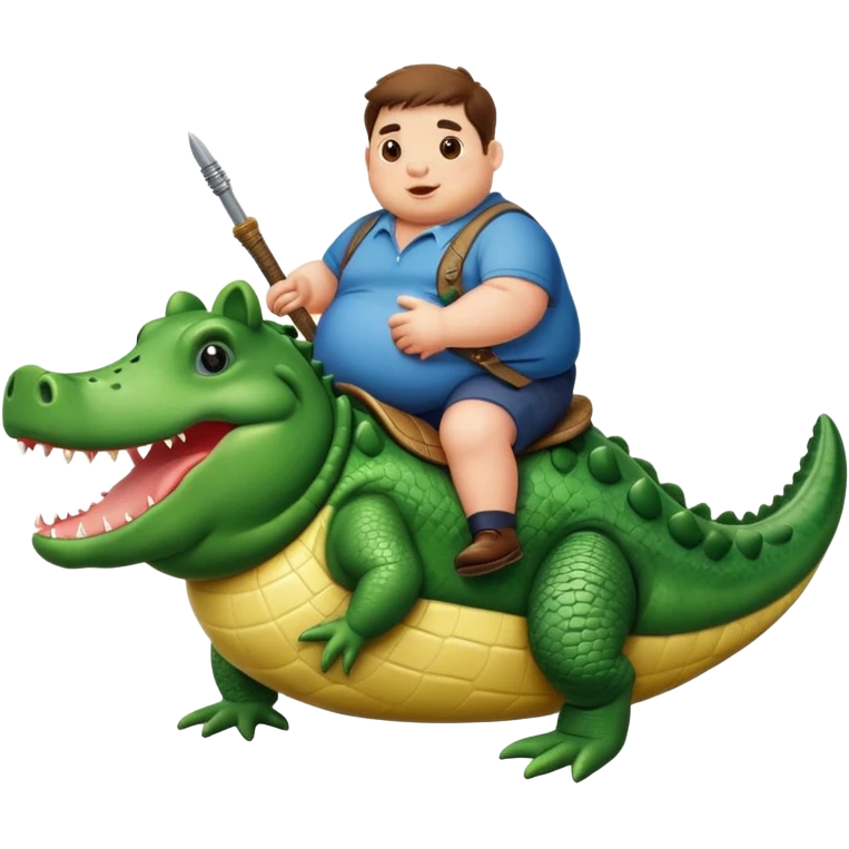 A fat pig riding a alligator  emoji