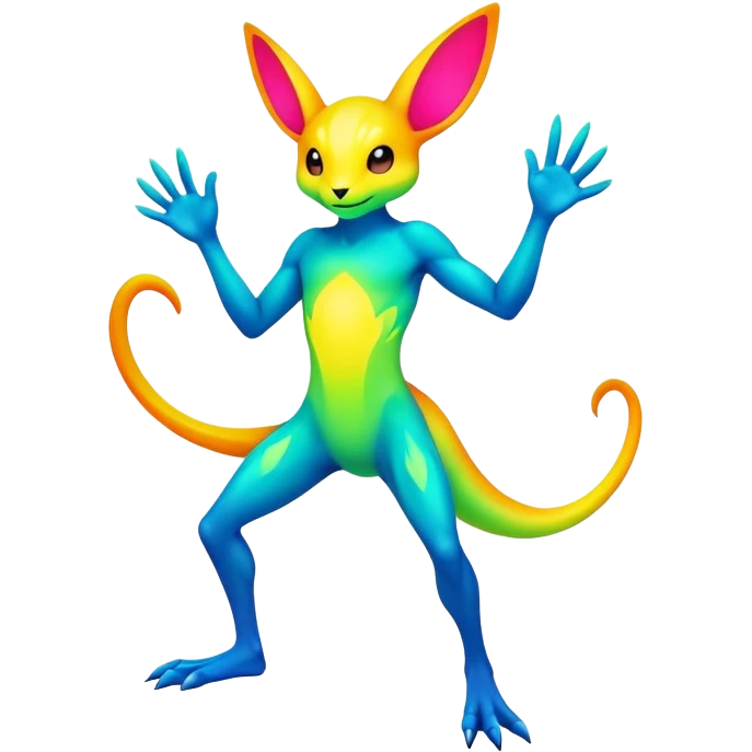 Colorful Neon Colors Flying Fakémon-Pokémon-Creature Full Body emoji