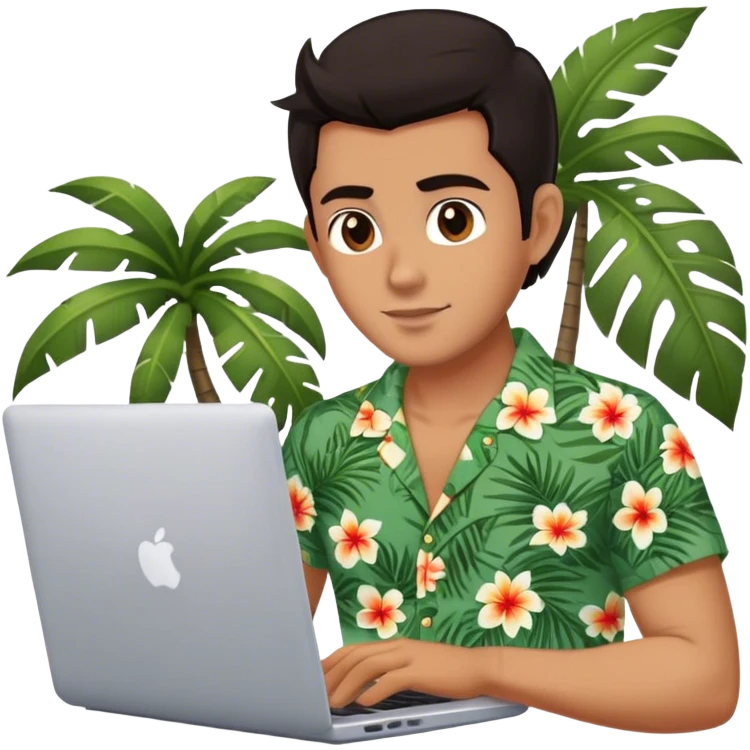 A digital nomad in Bali working on a laptop emoji