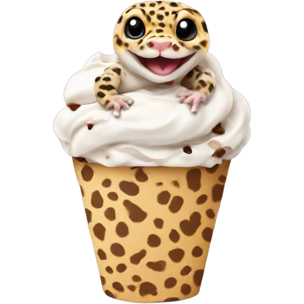 leopard gecko in an ice cream cup emoji