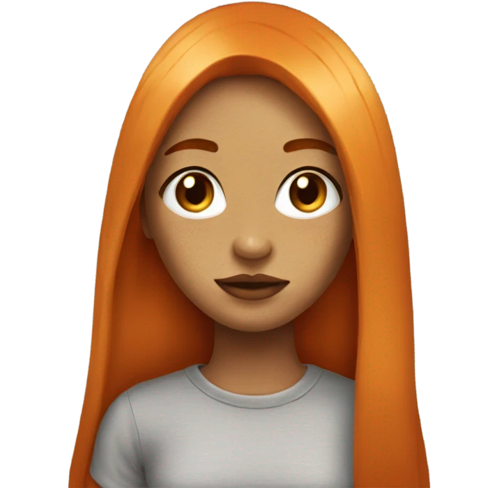 girl orange straight long hair big lips some freckles emoji