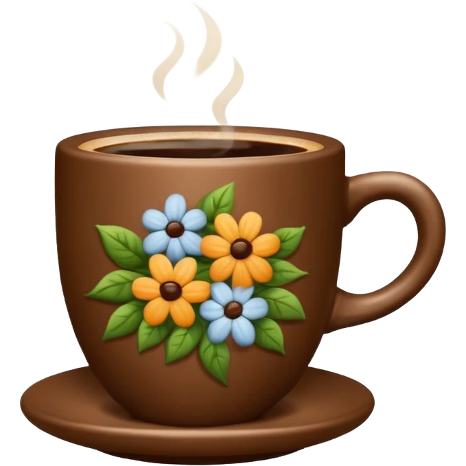 Brown cup of coffee with flowers pattern  emoji