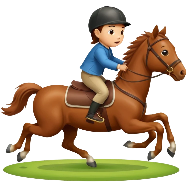 l little chinese baby riding on a  cute horse running really fast on the grass with 2026 year's label emoji
