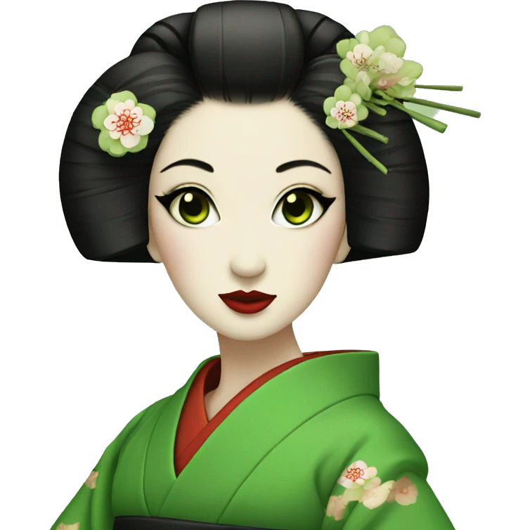 Green eyes geisha emoji
