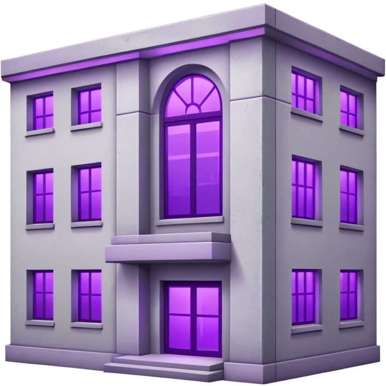 Simple gray building with a single purple window glowing from indoor grow lights emoji