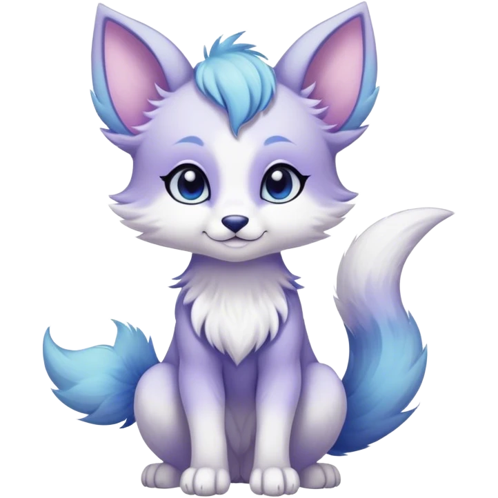 Kawaii bright fantasy ethereal anthro fursona animal with a tufted tail and round ears emoji