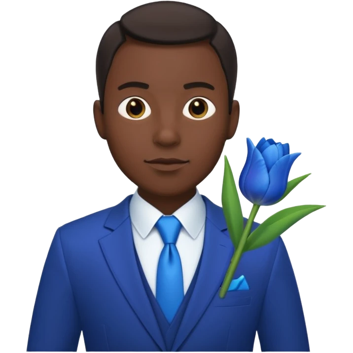 black man with blue tulip in his suit pocket emoji
