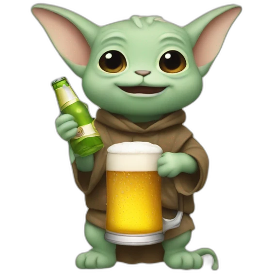 grogu holding a beer emoji
