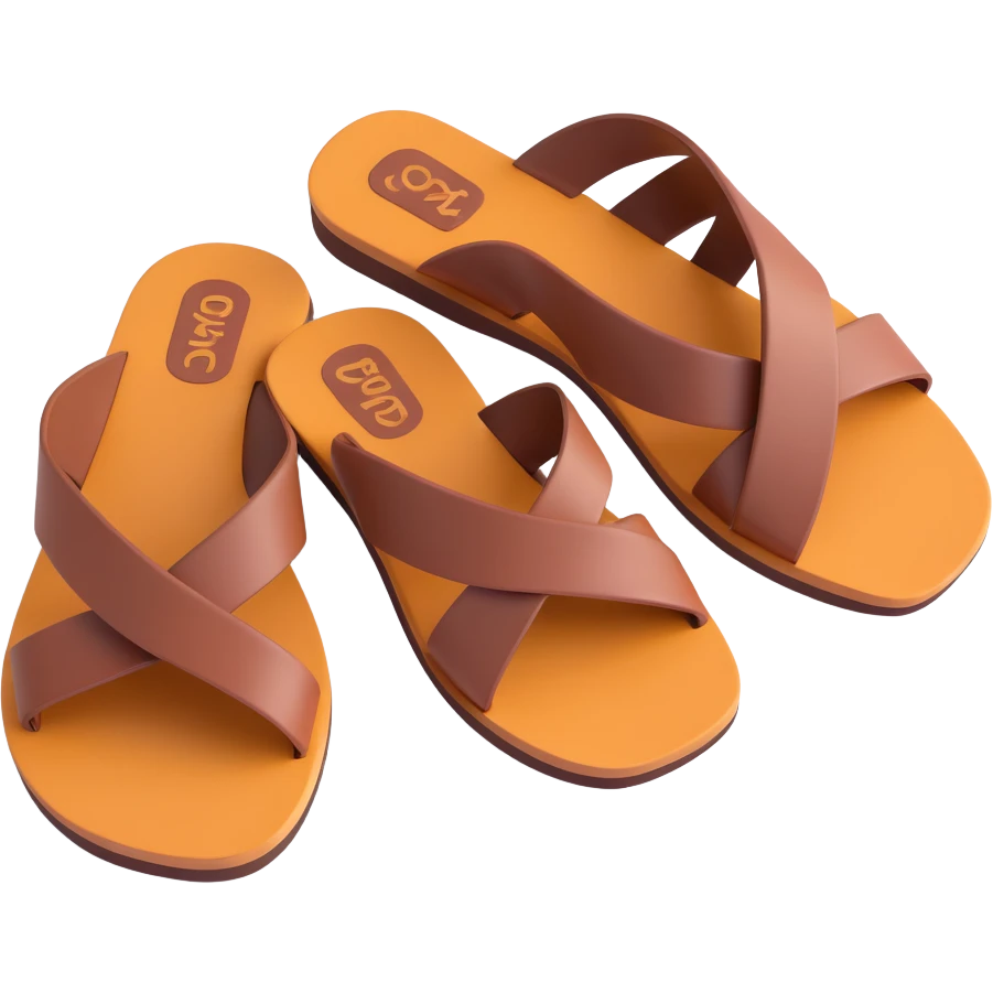 pair of brown sandals slightly overlapping, simple and expressive emoji